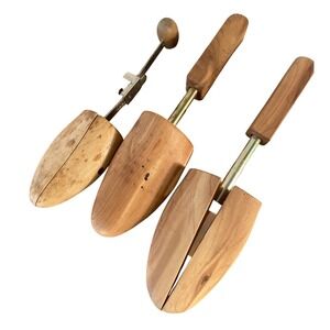 Vintage Wooden Shoe Trees Pair Adjustable Split Toe Shoe Stretchers Forms